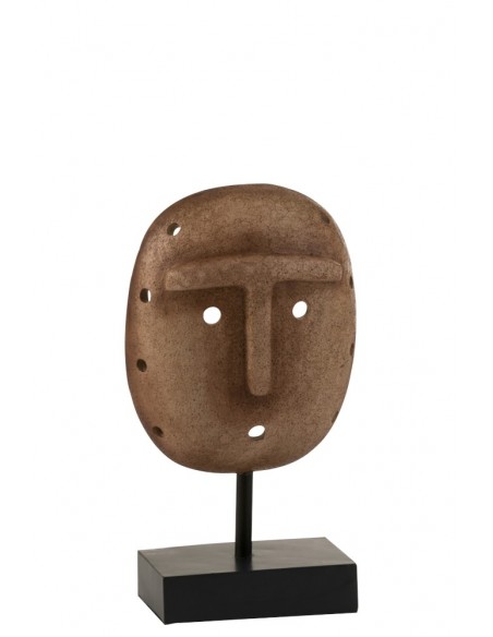 Masque Ethnique Sur Pied Resine Marron Clair
