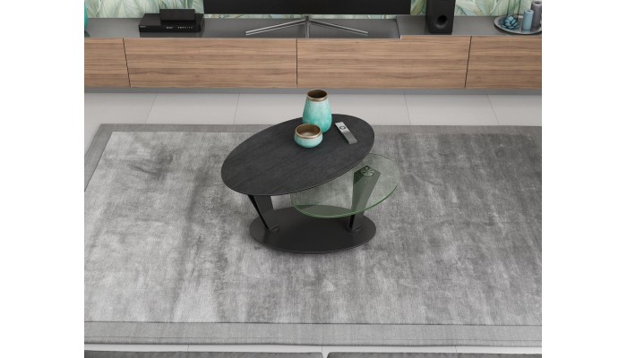 VALIA - Table basse 2 plateaux pivotant,