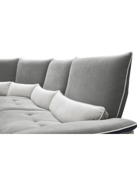 BUTTERFLY - Canapé d'angle en tissu avec 2 relax électriques et 6 têtières articulées manuelles