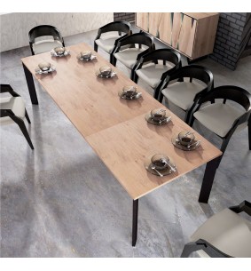 CUT - Table de repas pied central avec 2 allonges de 45...