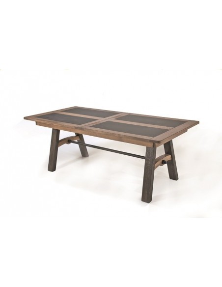 BRONZE - Table pieds métal + 1 allonge portefeuille 60 cm