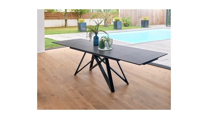ETAPE - Table plateau céramique 2 allonges de...