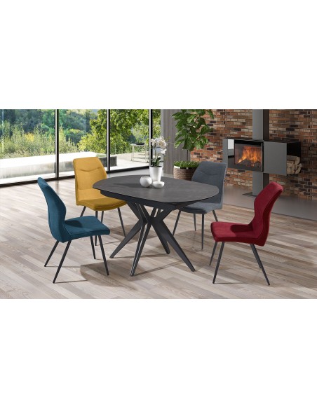 NENU - Table ovale 2 allonges en bout escamotable 30 cm