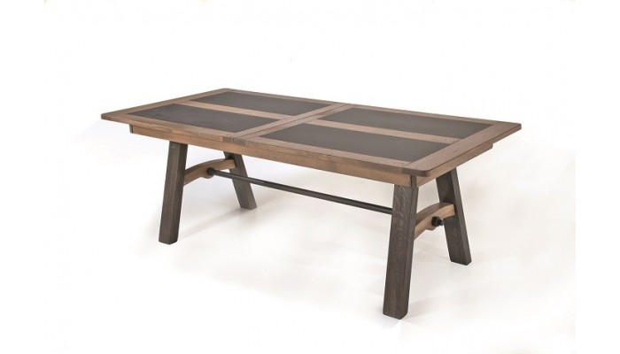 BRONZE - Table pieds en bois + 1 allonge portefeuille de 60 cm