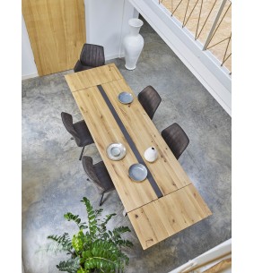 LINEA - Table repas rectangulaire insert béton 220 cm x... 2