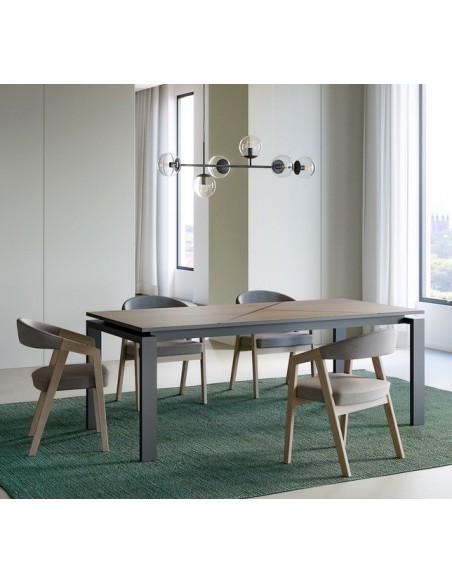SEIDE - Table 4 Pieds 2 Allonges Centrales de 45 cm