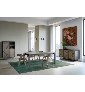 SEIDE - Table 4 Pieds 2 Allonges Centrales de 45 cm
