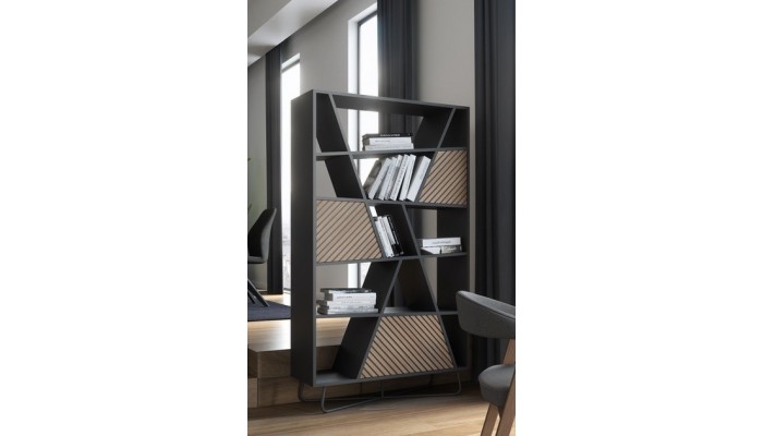 SEIDE - Meuble Tv 180 cm 2 Portes Abattantes Niche