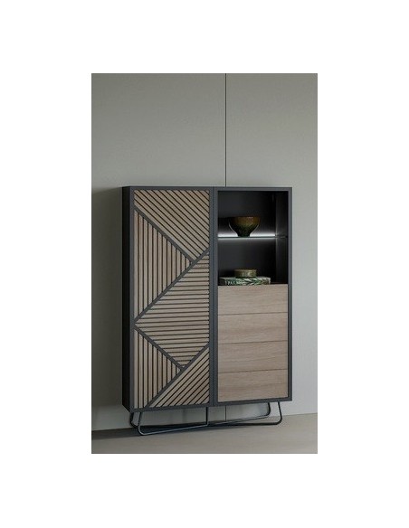 SEIDE - Vitrine 1 Porte 4 Tiroirs 1 Niche