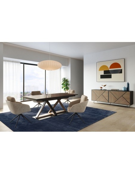 SEIDE - Enfilade 220 cm 4 Portes Battantes 1 Tiroir Intérieur