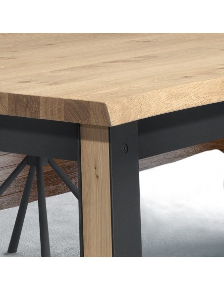ARDEN - Table 4 pieds en 190 x 100 - Plateau chantourné 2 allonges centrales  papillon  de 45 cm