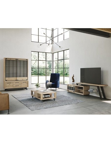 HARRY - Meuble TV 140 cm 1 porte coulissante 1 tiroir