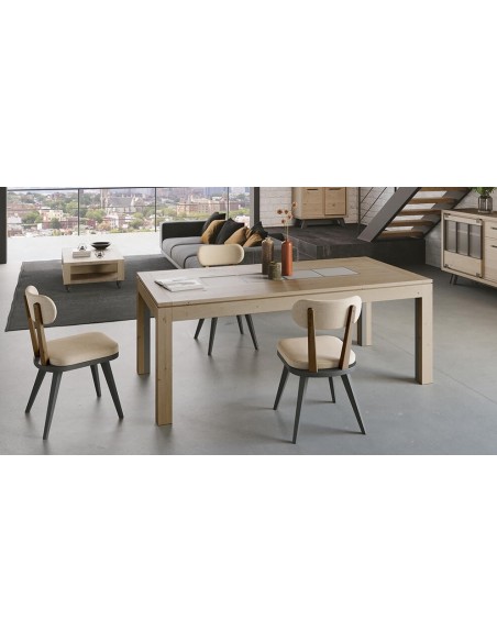 HARRY - Table 4 pieds 2 allonges de 45 cm