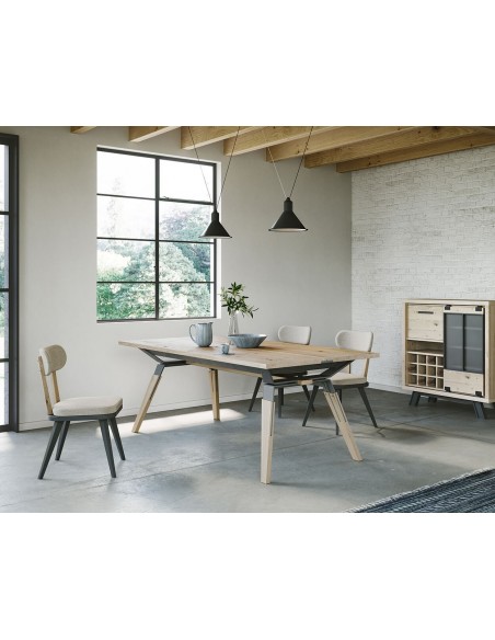 HARRY - Table 4 pieds métalliques 2 allonges 45 cm