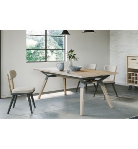 HARRY - Table 4 pieds métalliques 2 allonges 45 cm 2