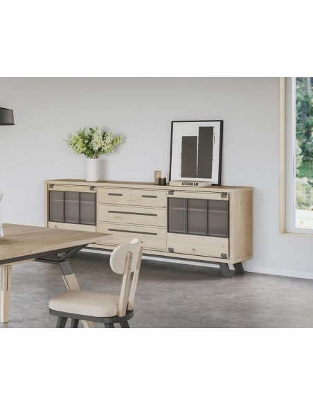HARRY - Enfilade 245 cm 2 portes coulissantes et 4 tiroirs