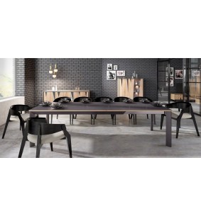 CUTTING - Table de repas pied central avec 2 allonges de... 2
