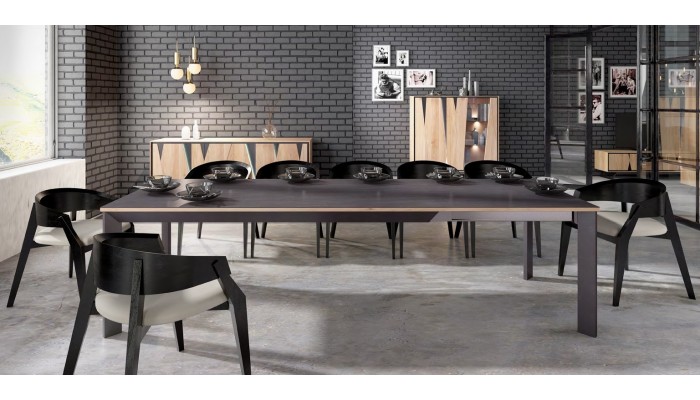 CUTTING - Table de repas pied central avec 2...